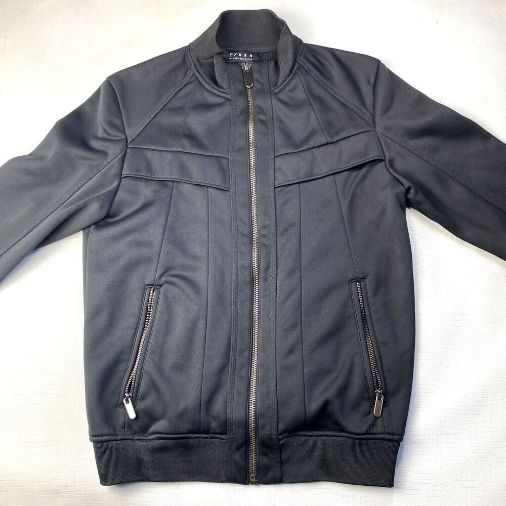 21 MEN Full Zip Sweatshirt BLACK JACKET! Tech Street Wear Sleek Jogger Sz M